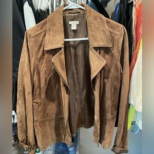 Halogen brown suede leather jacket.